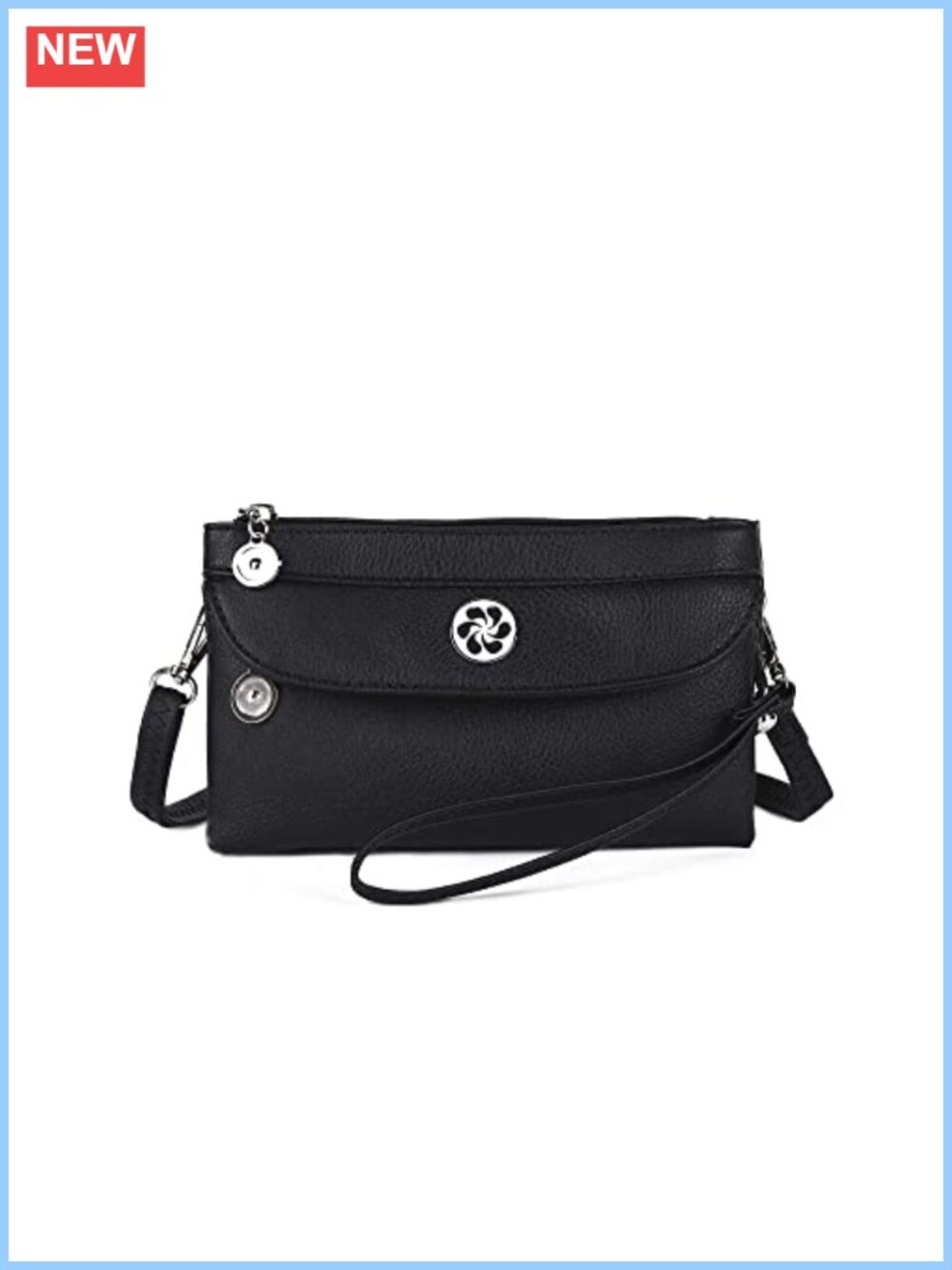 Vegan Leather Crossbody Bag Small Wristlet Purse with Adjustable Strap